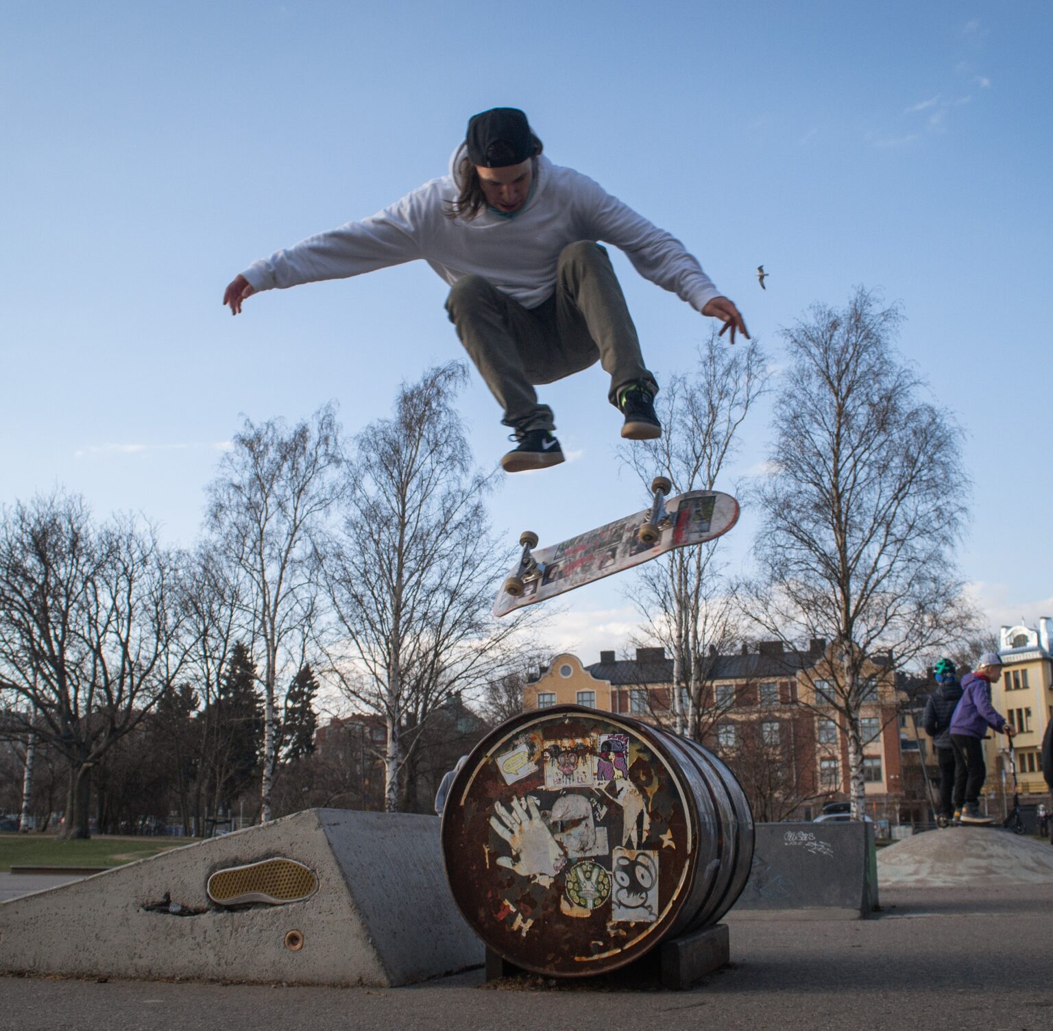 Vladimir Konovalov performing a skateboard trick