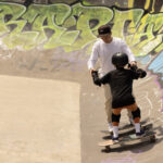 Skateboarding lesson in progress at a Sydney skatepark